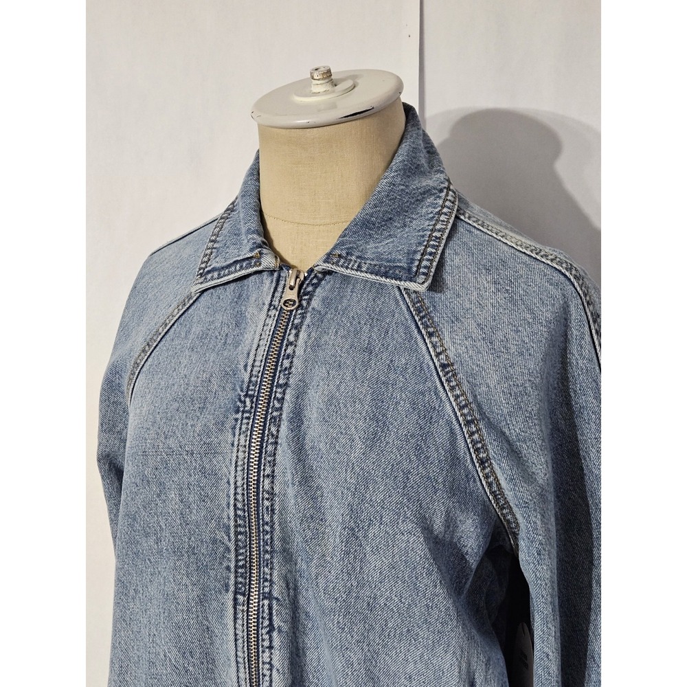 Scoop Women's Denim Bomber Jacket w/Drawstring Waist XS (0-2) - Picture 3 of 10